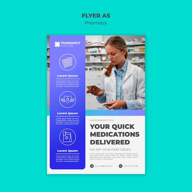 Pharmacy Flyer Template Design for Free Download