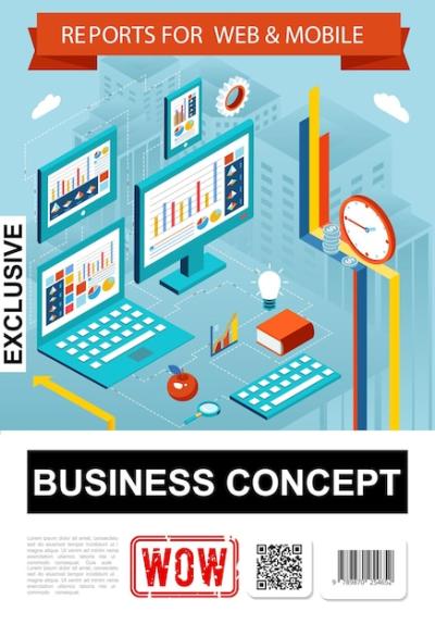 Isometric Business Report Infographic with Diagrams and Charts – Free Download