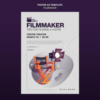 Vertical Poster Template for Filmmaker Courses with Equipment – Free Stock Photo, Download Free