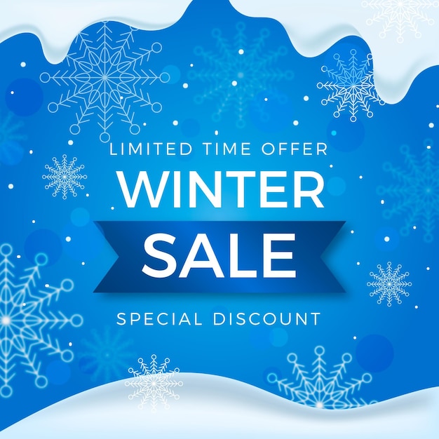 Winter Sale Promo Featuring Realistic Snowflakes – Free Download