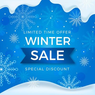 Winter Sale Promo Featuring Realistic Snowflakes – Free Download