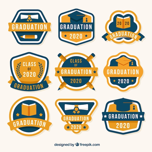 Graduation Label Collection in Flat Design – Free Download