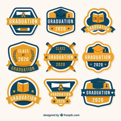 Graduation Label Collection in Flat Design – Free Download