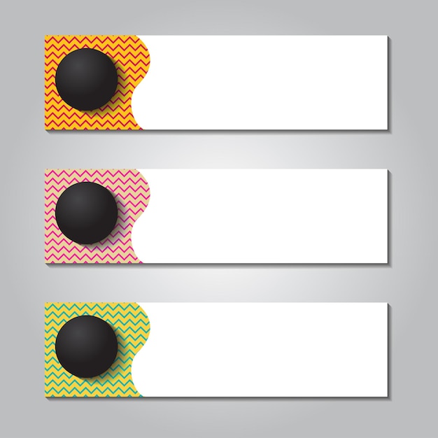 Horizontal Banner Design Featuring Round Circle and Memphis Striped Background – Free Download