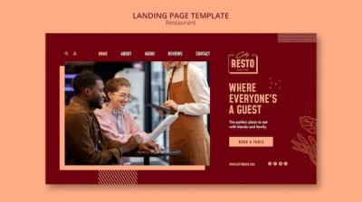 Flat Design Restaurant Landing Page Template – Free Download