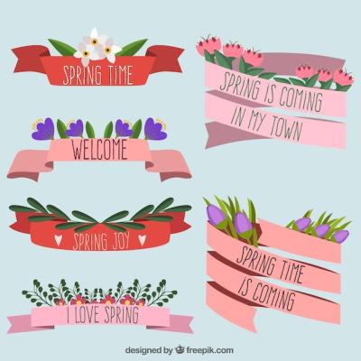 Spring Ribbons in Flat Design – Free Download