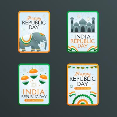 Gradient Labels Collection for Indian Republic Day Celebration – Free Download