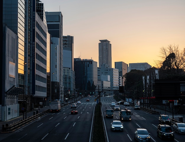 Japan Urban Landscape at Sunset – Free Download