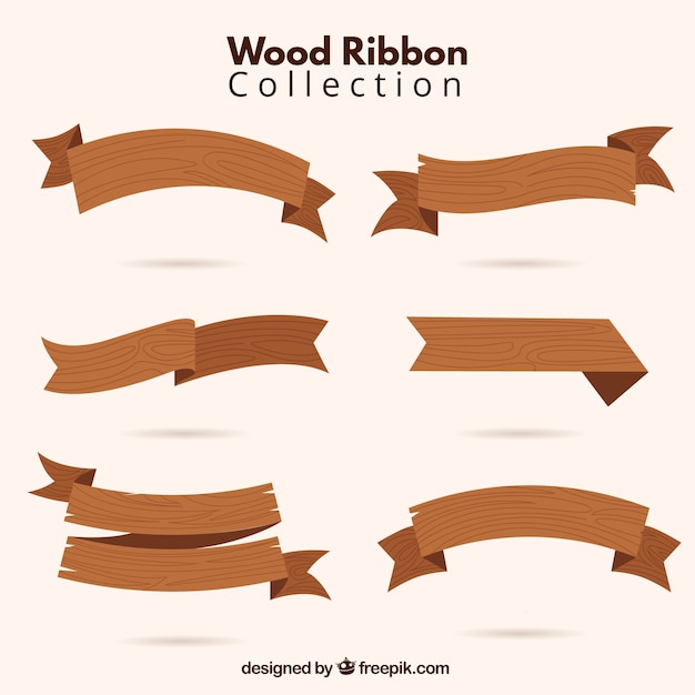 Hand Drawn Wooden Ribbon Signs – Free Download