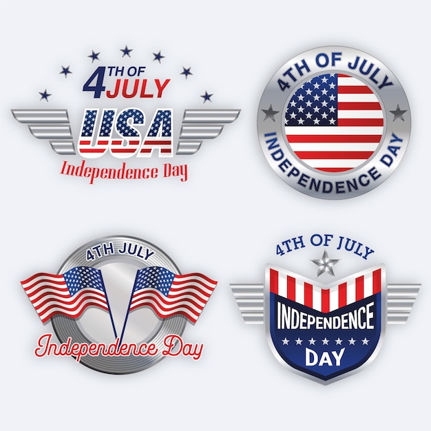 Independence Day Labels Set – Free Download for Vector Templates