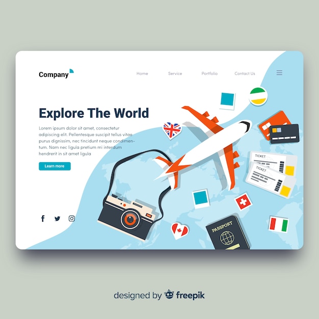 Flat Travel Landing Page – Free Download