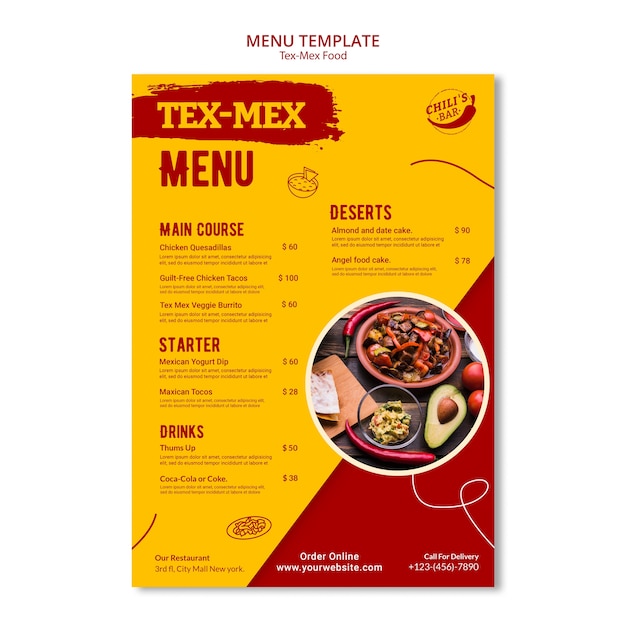 Tex Mex Flat Design Template – Free Download