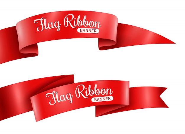 Red Ribbons Banners Set – Download Free Stock Photo