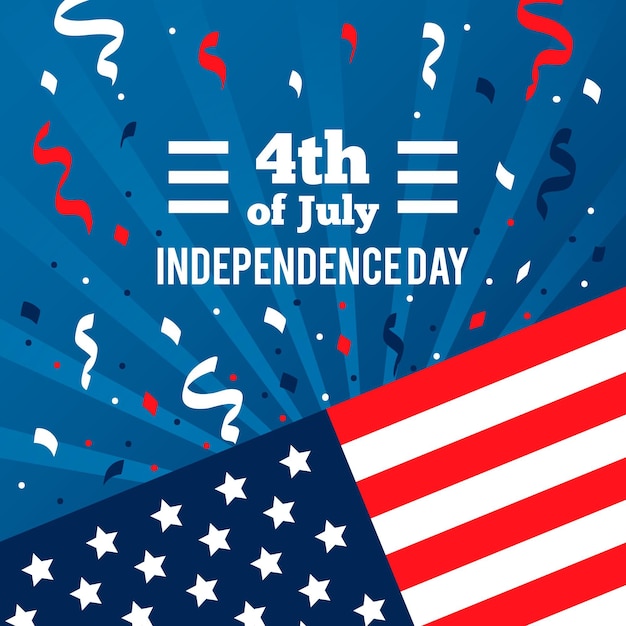 Independence Day Celebration with Flag and Confetti – Free Download