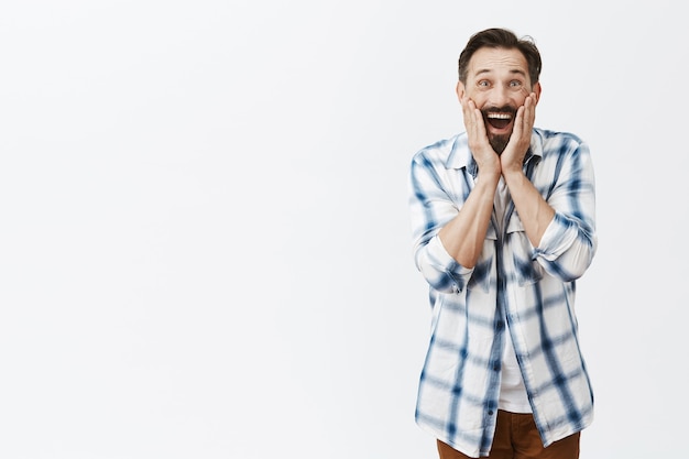 Extremely Happy Bearded Mature Man Posing – Free Stock Photo for Download