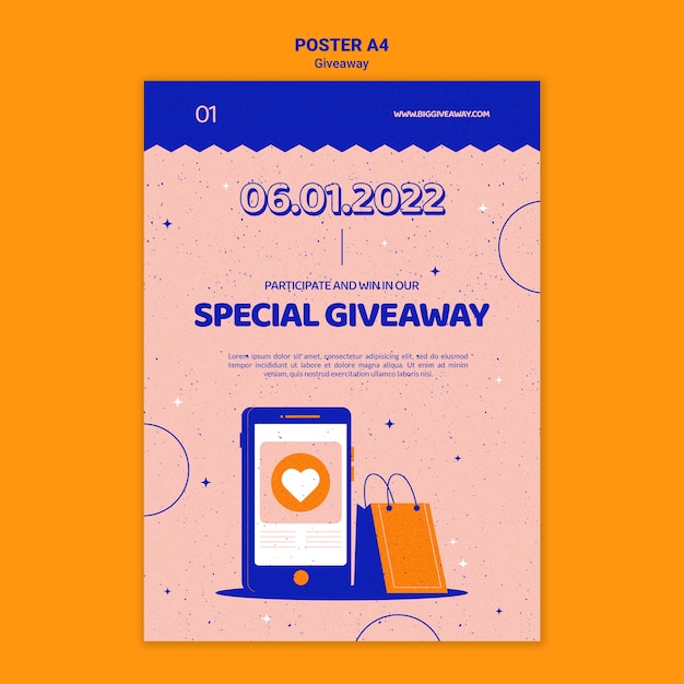 Giveaway Poster Template Design – Free Download