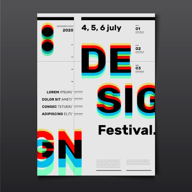 3D Red Cyan Glasses Effect Festival Design Poster – Free Download