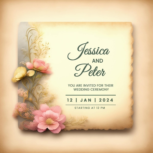 Elegant Vintage Wedding Invitation Greeting Cards – Free to Download