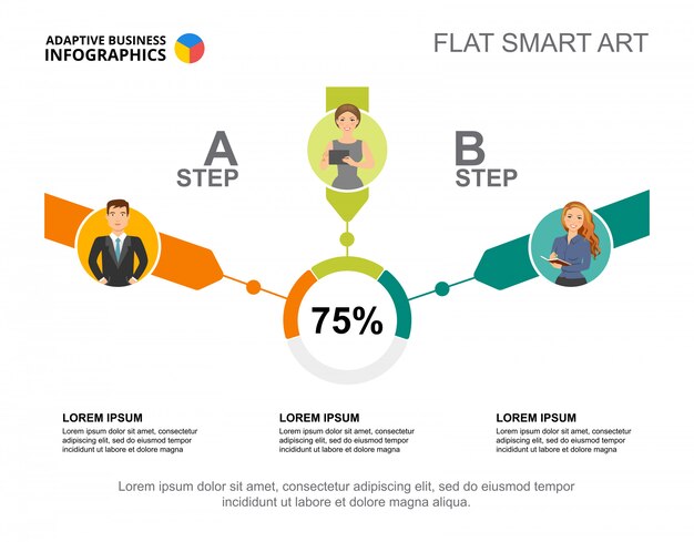 Two Steps Percentage Chart Template for Your Presentations – Free Download