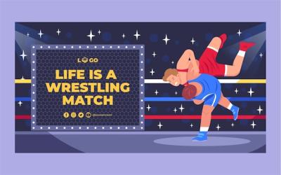 Hand Drawn Wrestling Template Design – Free Download