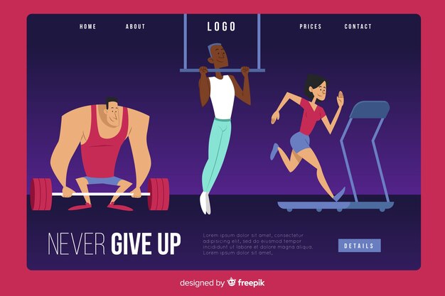 Sport Landing Page Flat Design – Free Download