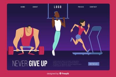 Sport Landing Page Flat Design – Free Download