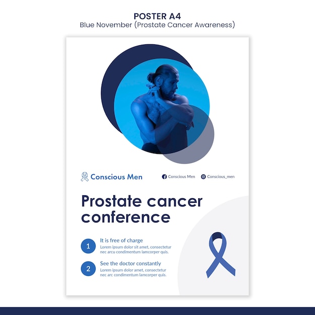 Prostate Cancer Awareness Print Template with Blue Details – Free Download