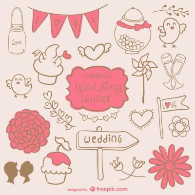 Romantic Wedding Graphics Set – Free Download