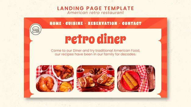 American Retro Restaurant Landing Page Template – Free Download