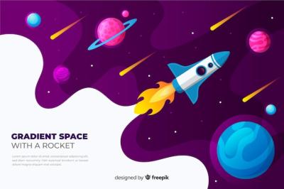 Gradient Flat Rocket Traveling Through the Galaxy – Free Download