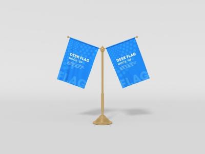 Mini Metal Stand Desk Flag Mockup – Free Download