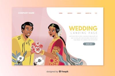 Flat Wedding Landing Page Template – Free Download