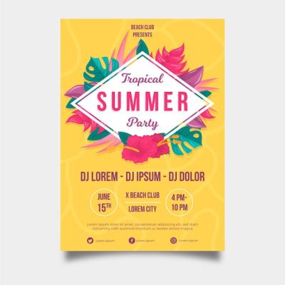 Summer Party Flyer Template – Download Free Stock Photo