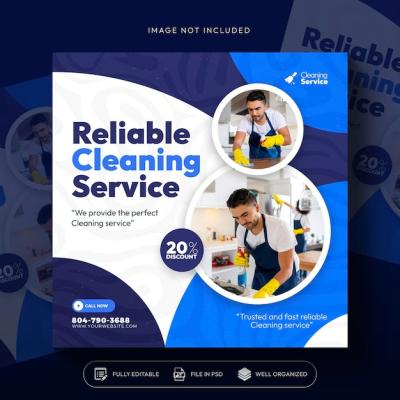 Square Flyer Template for Cleaning Service Social Media Posts – Free Download