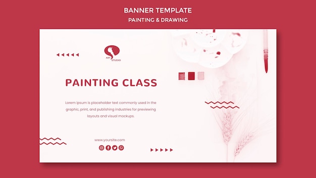 Drawing and Painting Banner Template for Opening Classes – Free Download