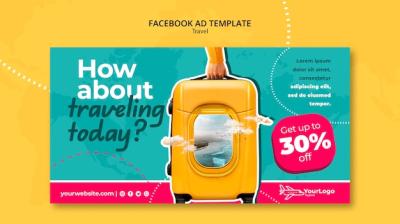 Travel Facebook Ad Template in Flat Design – Free to Download