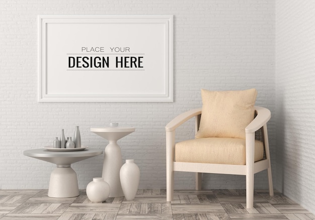 Living Room Poster Frame Mockup – Free Download