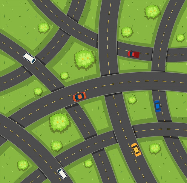 Aerial View of Cars on Roads – Free Download