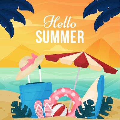 Hello Summer Flat Design – Free Stock Photo Download