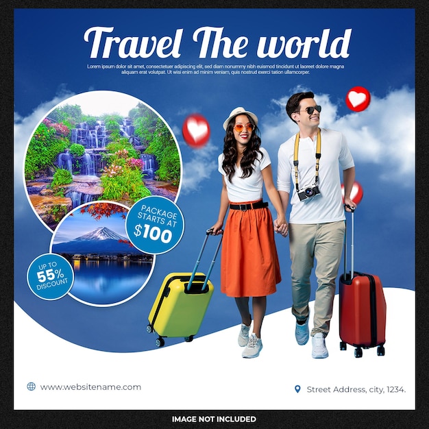 Travel Agency Social Media Post Template – Free Download