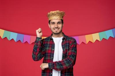 Happy Guy in Straw Hat Celebrating Festa Junina – Free to Download