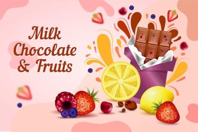 Milk Chocolate and Fruits Food Advertisement – Free Download