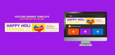 Holi Festival Celebration YouTube Banner – Free Download