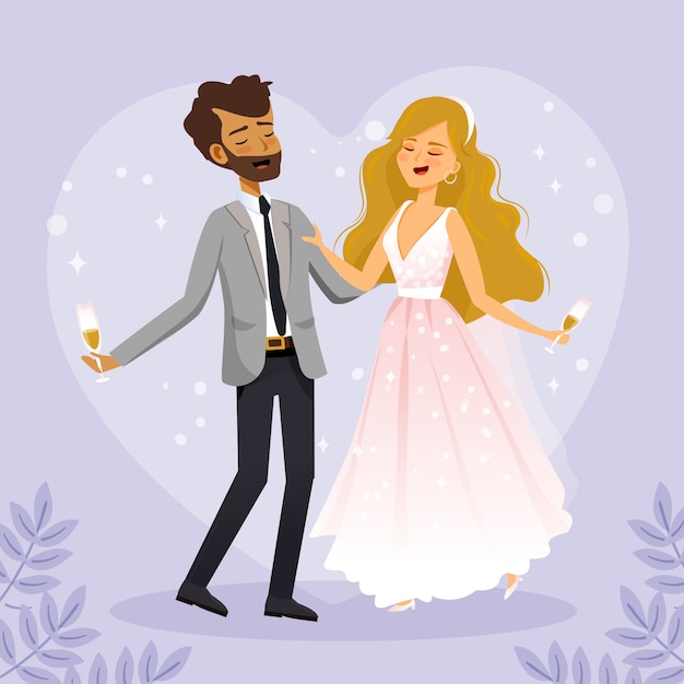 Bride and Groom Illustration – Free Stock Photo Download