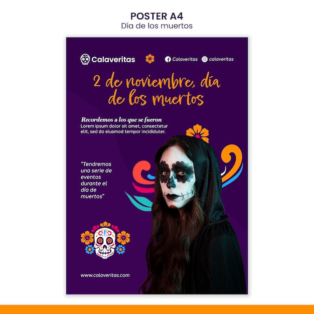 Dia de los Muertos Poster Template – Free to Download