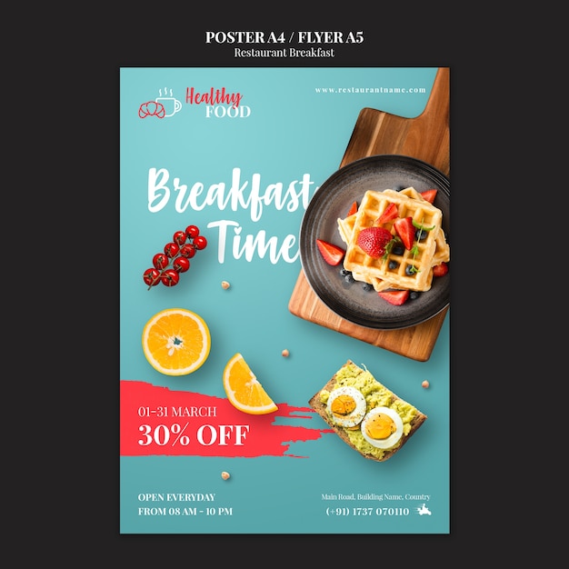 Breakfast Restaurant Poster Template â Free Download