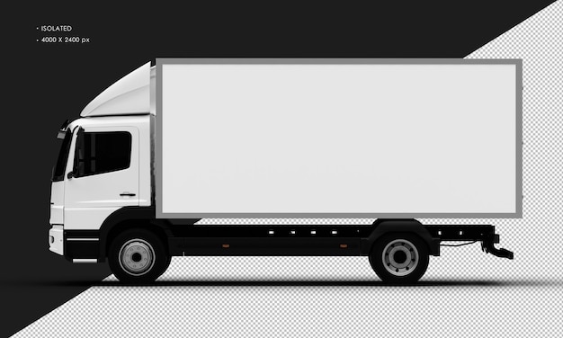 Realistic Isolated Metal White Truck Box Car from Left Side View – Free Download