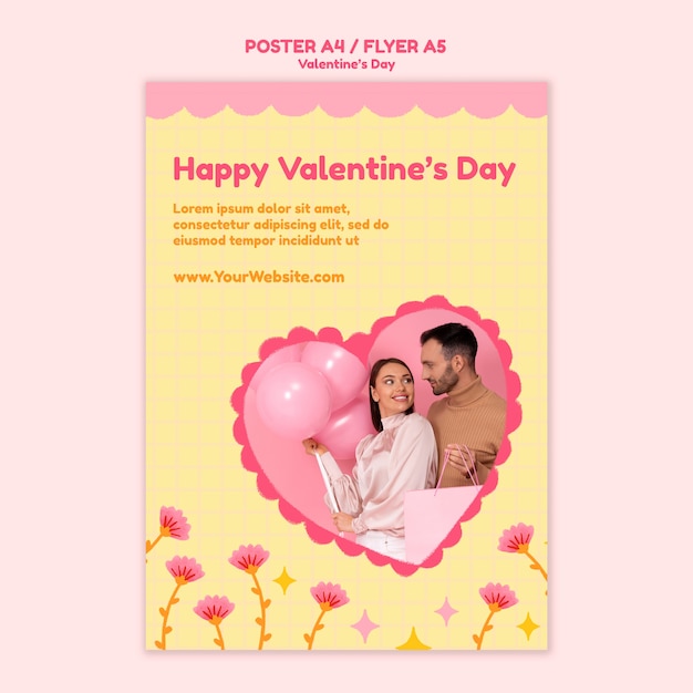 Valentine’s Day Flat Design Template – Free Download