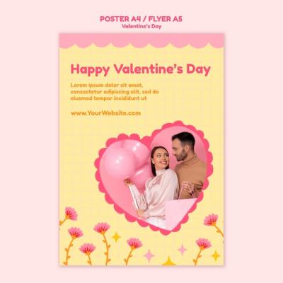 Valentine’s Day Flat Design Template – Free Download