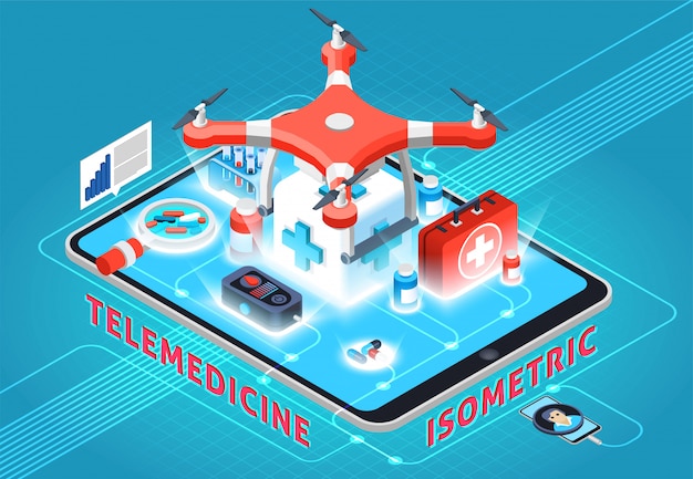 Telemedicine Isometric Composition – Free Download, Free Stock Photo